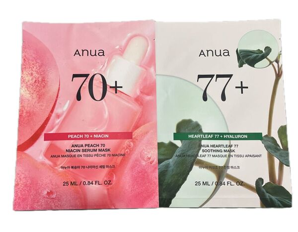 【2枚セット】ANUA アヌア 桃70ナイアシン ドクダミ77 シートマスク フェイスパック フェイスマスク 韓国コスメ