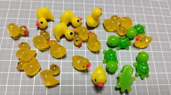 【わけあり】アヒル&かめ ミニチュア フィギュア まとめ売り 22個セット