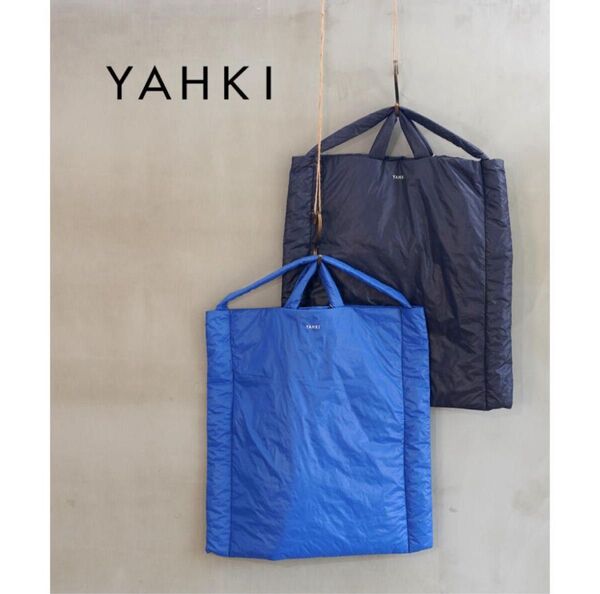 YAHKI ヤーキ ナイロン パフ トートバッグ ショルダーバッグ 2WAY ブルー