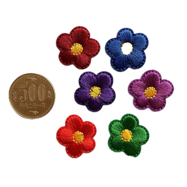 お花 刺繍アイロンワッペン/アップリケ 6枚セット