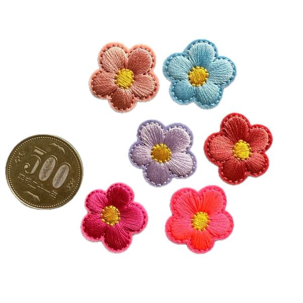 お花 刺繍アイロンワッペン/アップリケ 6枚セット