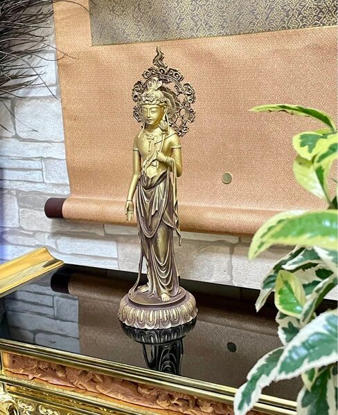 高村光雲仏像 置物 聖観世音菩薩 ブロンズ 仏教美術 聖観音菩薩立像