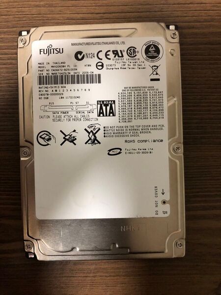 2.5インチ SATA HDD 60GB 富士通 内蔵ハードディスク