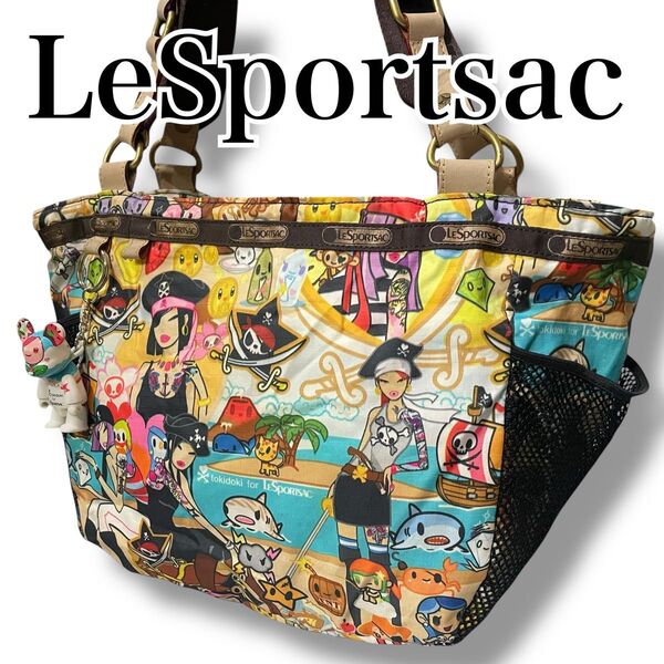【美品】LeSportsac レスポートサック tokidoki ハンドバッグ トートバッグ 軽量 ページ ブラウン 肩掛け