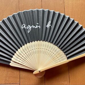 agnes b. 扇子 ブラック ロゴ メーカーノベルティ