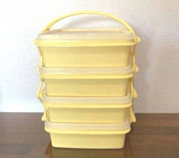 Tupperware タッパーウェア 4段 カルテット ランチボックス イエロー