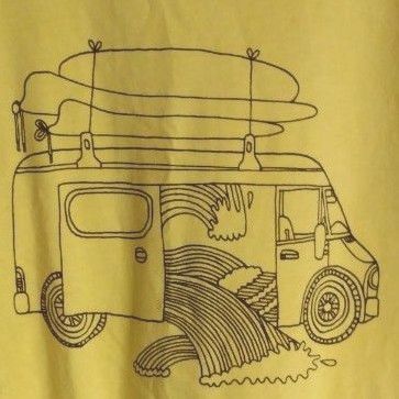 Patagonia イエロー Tシャツ サーフバス サーフィン woman's S キャンピングカー 半袖 パタゴニア