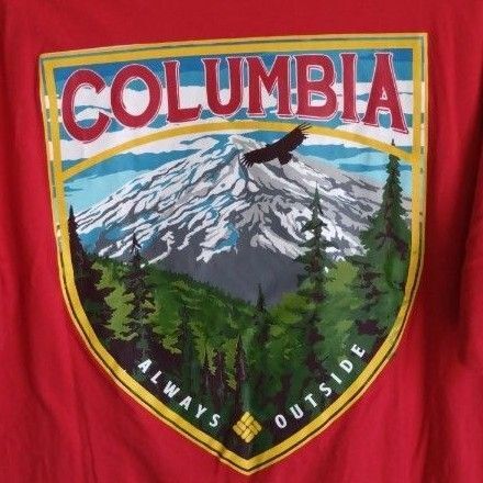 レア 90'S Columbia レッド Tシャツ BIG バックプリント men's M ヴィンテージ Mountain