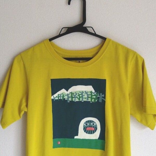 mont-bell カラシ 雪男 山男 白い山男 富山 Tシャツ WIC.T ウイックロン woman's M 畦地梅太郎