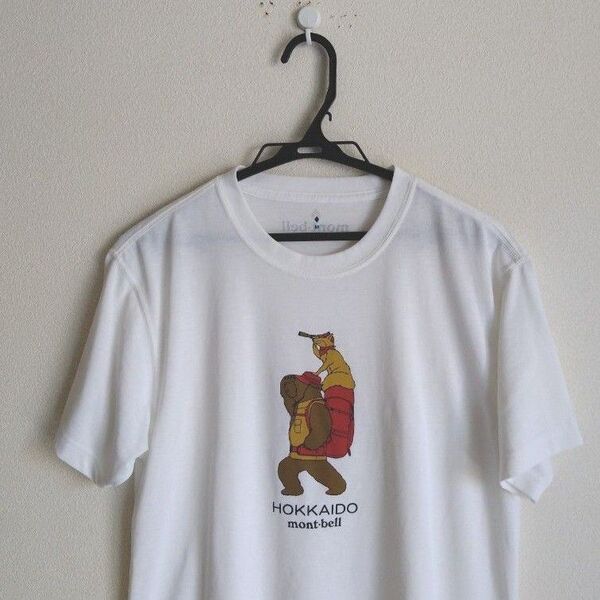 美品 mont-bell ご当地 Tシャツ 北海道 HOKKAIDO クマ ヒグマ キタキツネ キツネ 透湿 UVケア M