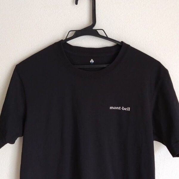 mont-bell ブラック WIC. T ウイックロン Tシャツ men's S 半袖透湿 ストレッチ UVケア