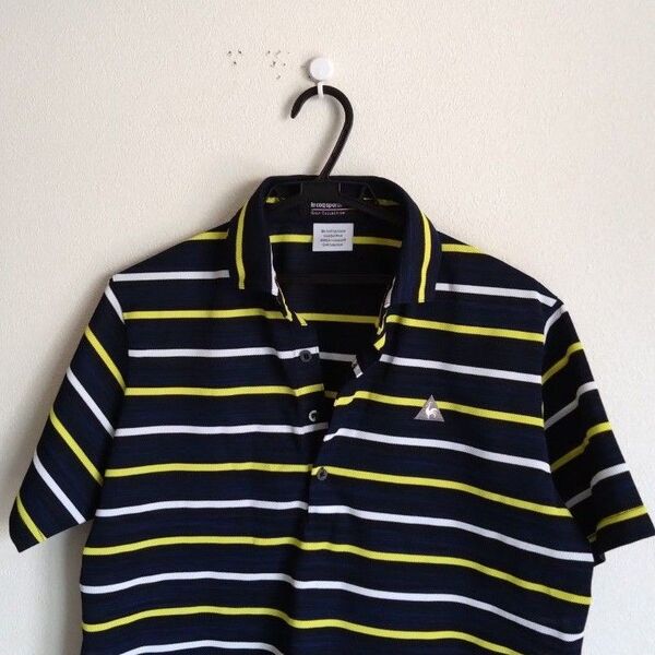 未使用 ルコック GOLF ボーダー ポロシャツ 透湿 速乾 即乾 ストレッチ UV men's LL ブラック イエロー