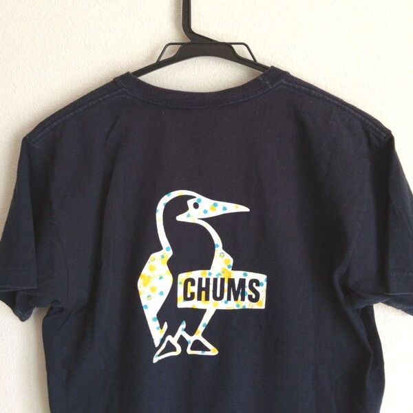 CHUMS ネイビー コットン Tシャツ バックプリント 水玉 BIGブービー men's M 半袖