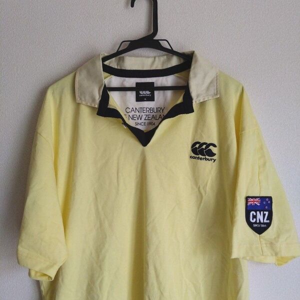 Canterbury ラガーシャツ ライトイエロー 薄手 コットン 3L XXL 2XL BIGサイズ 半袖