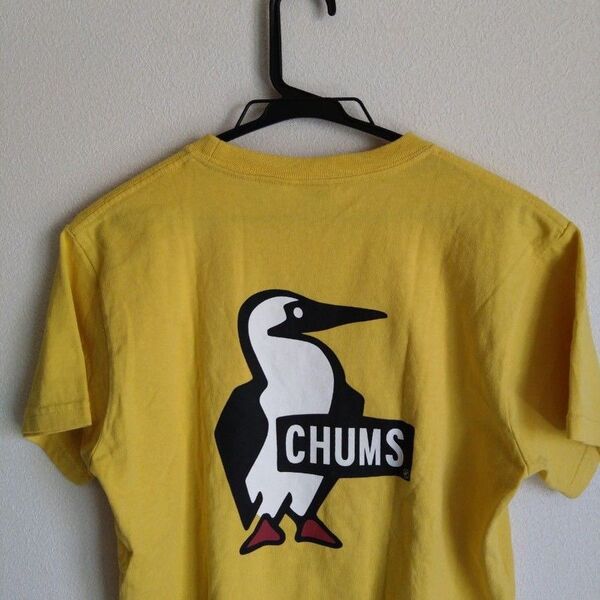 CHUMS カラシ コットン Tシャツ 刺繍 バック BIGブービー men's S 半袖 カットソー