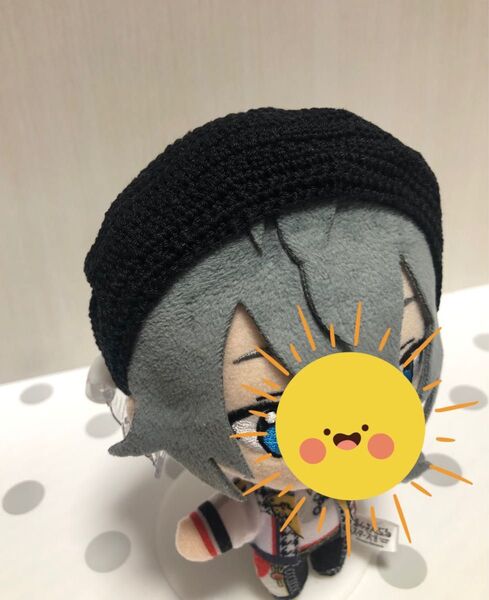 16cm ぬい服 ベレー帽 ブラック シンプル 毛糸 帽子 ぬいぐるみ