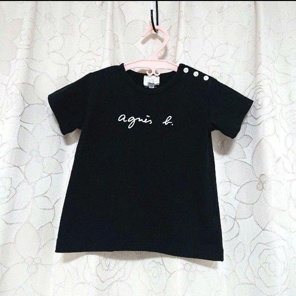 アニエスベー ロゴ Tシャツ 半袖 黒 2ans 90㎝