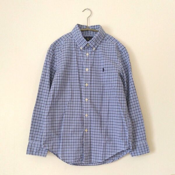 新品 RALPH LAUREN ラルフローレン チェックシャツ S ブルー ボタンダウン 長袖