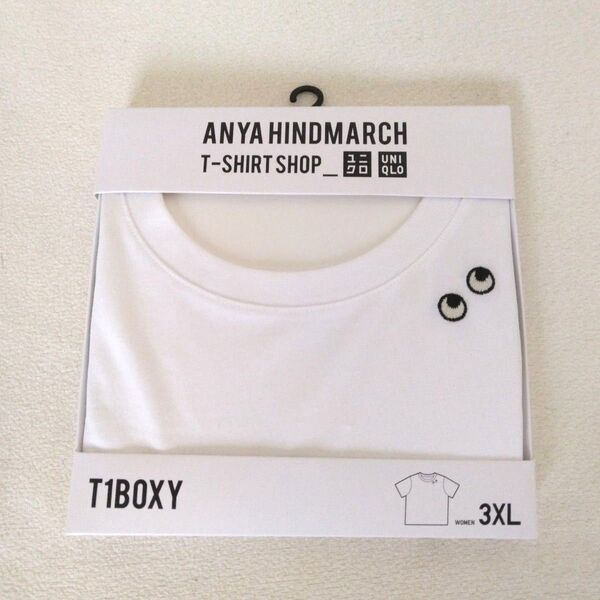 新品未使用タグつき UNIQLO×ANYA HINDMARCH ユニクロ アニヤ ボクシーT ホワイト 3XL 大きいサイズ