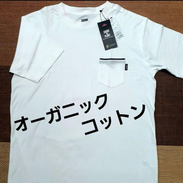 オーガニックコットン半袖Tシャツ 綿白Tシャツ 大きいサイズオーガニックコットンTシャツ LL ホワイト 新品 未使用