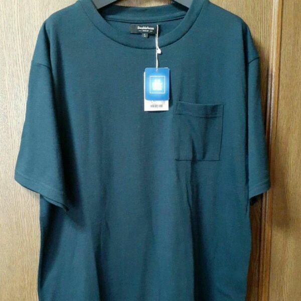 新品 Doublefocus 快適ドライTシャツ 綿混Tシャツ 吸汗速乾 大きいサイズ メンズ 半袖Tシャツ L ネイビー
