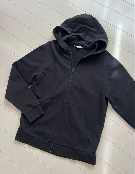 美品 H&M ジップアップパーカー ブラック170
