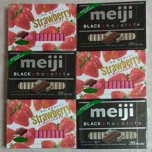 明治 BOXチョコレート ストロベリー・ブラックチョコレート 各3箱