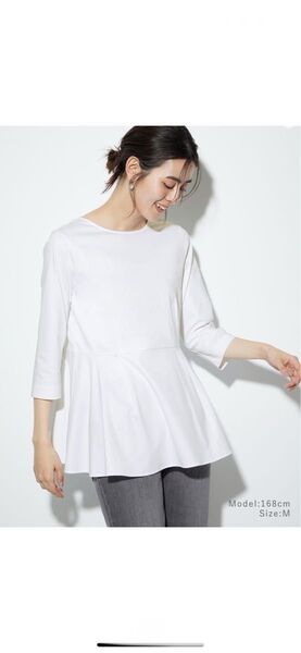 PLST プラステ グロスジャージーペプラムTシャツ カットソー 白 Mサイズ