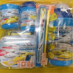 新幹線 弁当箱、水筒、箸、コップ、おしぼり&ケース 5点セット ドクターイエロー はやぶさ こまち プラレール