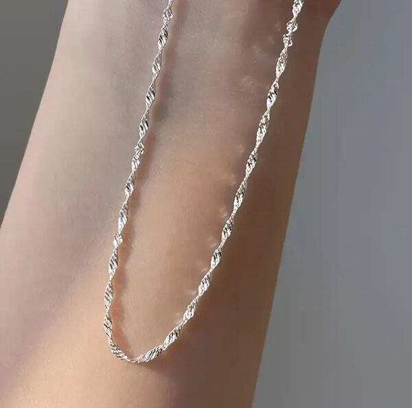 ⑥新品 ステンレス シルバー ネックレス メンズ レディース 金属アレルギー対応 チェーン 男女兼用 シルバーチェーン