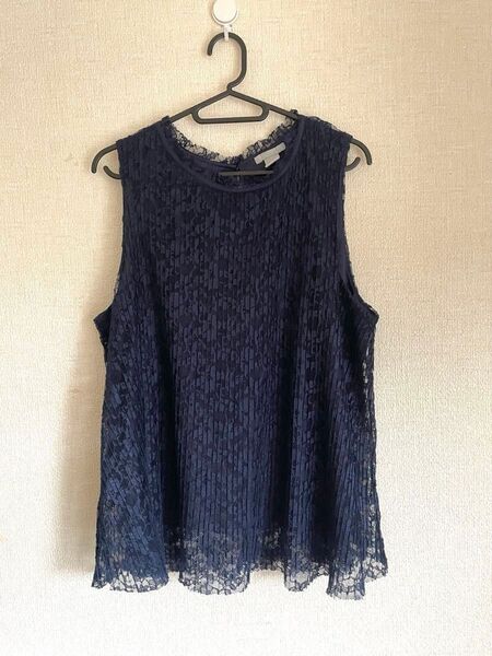 ノースリーブ レース トップス ネイビー H&M