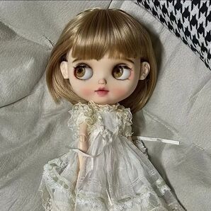 BJD 耐熱性 ドールウィッグ 8~9インチ ボブ ミルクティーブラウン