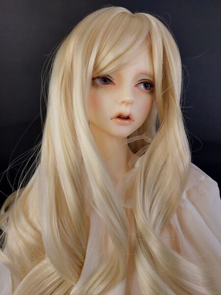 BJD 耐熱性 ドールウィッグ 7~8インチ 巻き髪 プラチナブロンド