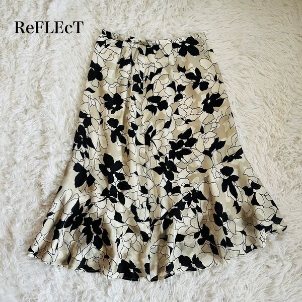 【USED】リフレクト REFLECT 日本製 マーメイドスカート 花柄 ひざ丈 上品 大きいサイズ 総柄 フラワープリント