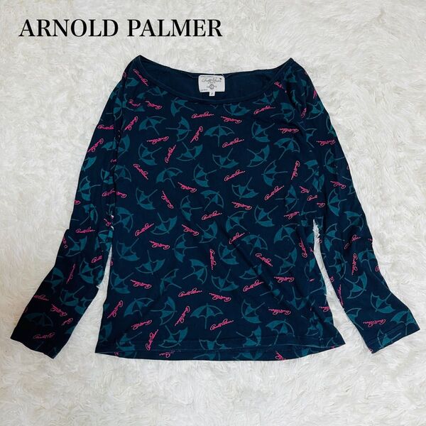 アーノルドパーマー ARNOLD PALMER 長袖Tシャツ ロンT 総柄 カットソー 薄手 ロゴ 派手柄 Mサイズ