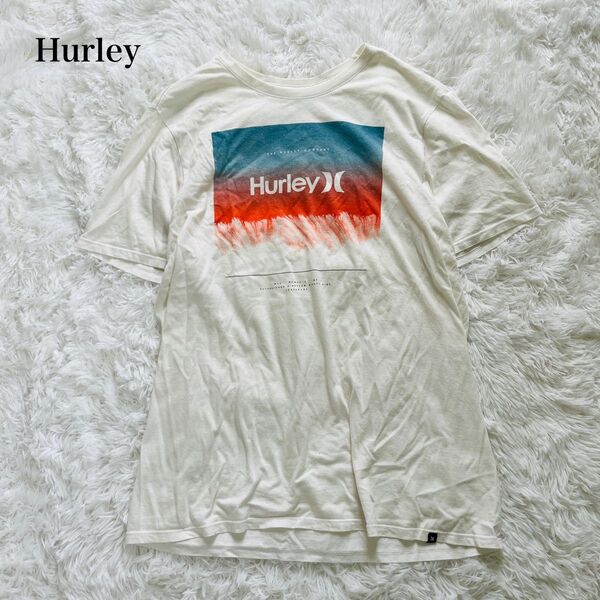 ハーレー Hurley メキシコ製 半袖Tシャツ プリントロゴ ホワイト Lサイズ 海外古着 ゆるだぼ 薄手