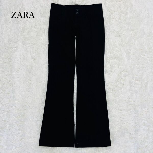 ザラティーアールエフ ZARA TRF ストレッチパンツ 美脚シルエット フレア スラックス カジュアル 黒 ブラック Sサイズ
