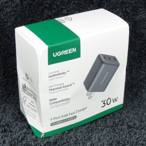 30W 急速充電器 usb-c useb-a 3ポート Gan PD3.0 QC3.0 PSE UGREEN 送料無料