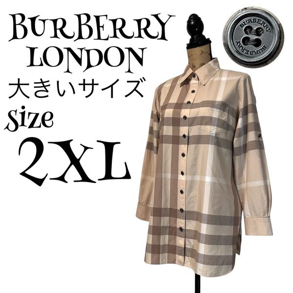 【大きいサイズ】【44】BURBERRY LONDON バーバリーロンドン メガチェック シャツワンピース