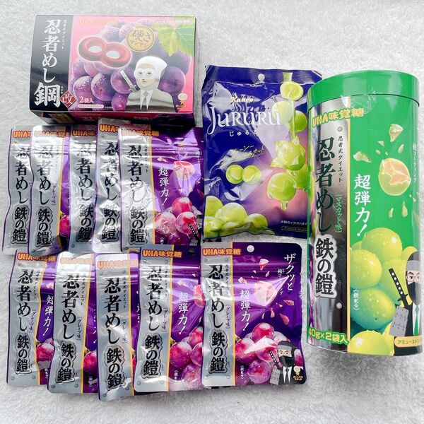 UHA味覚糖&Kanro 忍者めし鉄の鎧&忍者めし鋼&じゅるる 15点 セット