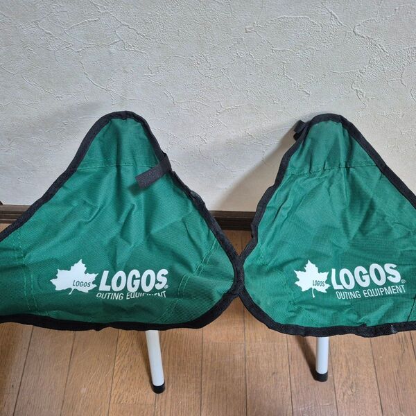 LOGOS 折りたたみ椅子 2個セット グリーン ロゴス コンパクトチェア 非売品 1個新品 キャンプアウトドア釣り