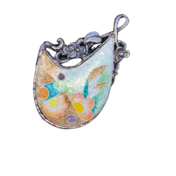 七宝焼 ブローチ 花柄 ヴィンテージアクセサリー