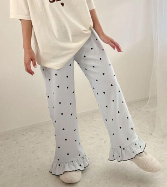しまむら ayanoさんコラボハート柄ワッフルフリルパンツ L 新品