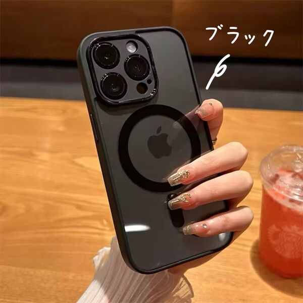 iPhone15Proケース iPhoneケース クリア MagSafe マグセーフ ブラック シンプル かわいい 韓国