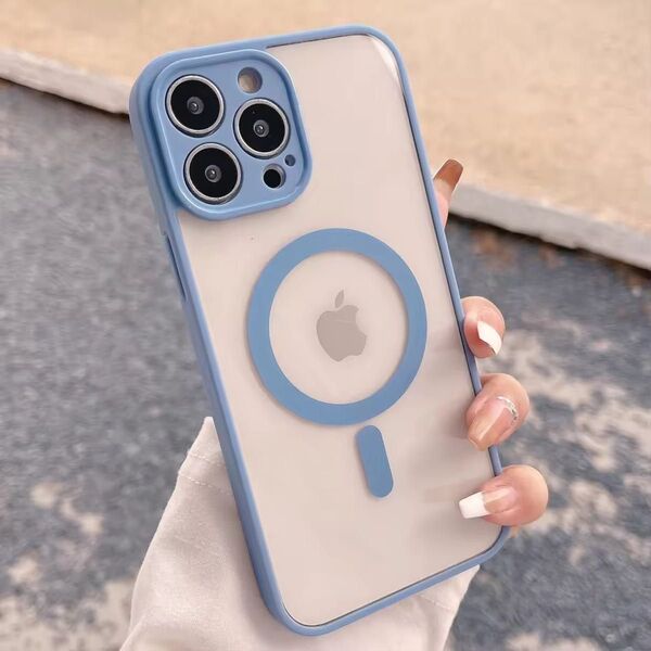 iPhone15Proケース iPhoneケース クリア MagSafe マグセーフ スカイブルー シンプル かわいい 韓国