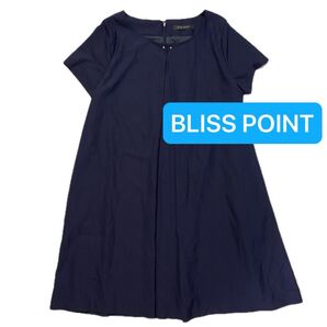 BLISS POINTブリスポイント★センタータックワンポイントスタッズ付きワンピース/ネイビー紺★パーティーお呼ばれ結婚式