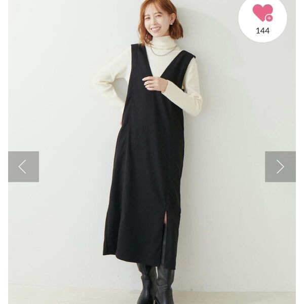 natural couture ナチュラルクチュール ジャンスカ ワンピース ジャンパースカート 黒 ブラック