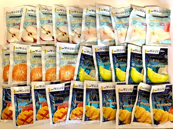 凍らせて食べるシャーベット 30個(マスクメロン ゴールデンパイン マンゴー みかん 白桃 りんご味) リッチフルーツシャーベット
