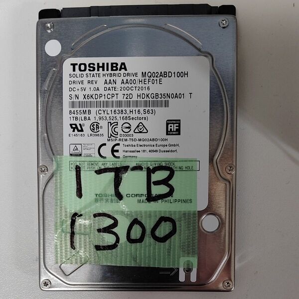 1300時間 正常判定 1TB 2.5インチHDD