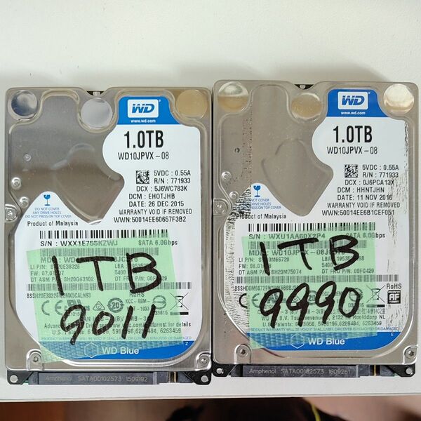 正常判定 1TB 2.5インチHDD 2個セット